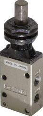 SMC PNEUMATICS - 0.38 CV Rate, 1/4" NPT Inlet Mechanical Valve - 3 Way, 3 Ports, Plunger - Caliber Tooling