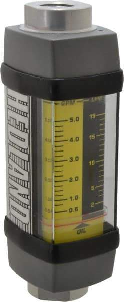 Hedland - 1/2" NPTF Port Oil & Petroleum-Based Liquid Flowmeter - 3000 Max psi, 0.5 to 5 GPM, Anodized Aluminum - Caliber Tooling