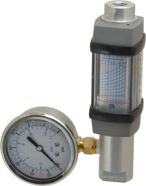 Hedland - 1/4" NPTF Port Compressed Air & Gas Flowmeter - 600 Max psi, 5 SCFM, Anodized Aluminum - Caliber Tooling