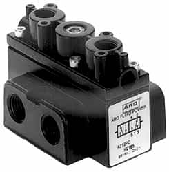 ARO/Ingersoll-Rand - 3/8" Inlet x 3/8" Outlet, Pilot Actuator, Pilot Return, 3 Position, Body Ported Solenoid Air Valve - 63 CFM, 1.7 CV, 4 Way, 150 psi, 3-1/2" Long x '2-1/2" Wide x 3-5/8" High, 0 to 180°F - Caliber Tooling