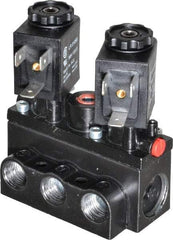 ARO/Ingersoll-Rand - 1/4" Inlet x 1/4" Outlet, Solenoid Actuator, Solenoid Return, 3 Position, Body Ported Solenoid Air Valve - 24 VDC Input, 32 CFM, 0.9 CV, 4 Way, 150 psi, 2-15/16" Long x 1-15/16" Wide x 1-13/16" High, 0 to 180°F - Caliber Tooling