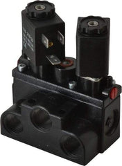 ARO/Ingersoll-Rand - 3/8" Inlet x 3/8" Outlet, Solenoid Actuator, Solenoid Return, 2 Position, Body Ported Solenoid Air Valve - 120 VAC Input, 63 CFM, 1.7 CV, 4 Way, 150 psi, 4" Long x '2-1/2" Wide x 3-5/8" High, 0 to 180°F - Caliber Tooling