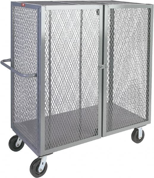 Jamco - 2,000 Lb Capacity, 1 Shelf, Steel Mesh Security Truck - 48" Long x 24" Wide x 57" High, 6" Diam Wheels - Caliber Tooling