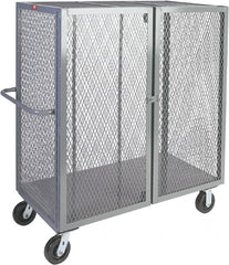 Jamco - 2,000 Lb Capacity, 1 Shelf, Steel Mesh Security Truck - 48" Long x 30" Wide x 57" High, 6" Diam Wheels - Caliber Tooling