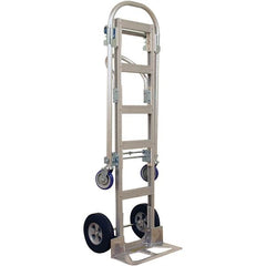 Wesco Industrial Products - 1,000 Lb Capacity 61-1/2" OAH Hand Truck - 18 x 7-1/2" Base Plate, Continuous Handle, Aluminum, Solid Rubber Wheels - Caliber Tooling