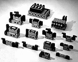 SMC PNEUMATICS - 2 CV Flow Rate, Double Solenoid Pilot Operated Valve - 5 Port, 2 Position, 3/8" NPT Inlet, 24 V - Caliber Tooling