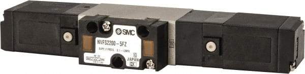 SMC PNEUMATICS - 0.8 CV Flow Rate, Double Solenoid Pilot Operated Valve - 5 Port, 2 Position, 1/4" NPT Inlet, 24 V - Caliber Tooling