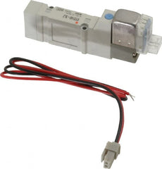 SMC PNEUMATICS - 0.3 CV Flow Rate, Single Solenoid Pilot Operated Valve - 5 Port, 2 Position, Spring Return, 1/4" Push to Connect Inlet, 24 V - Caliber Tooling