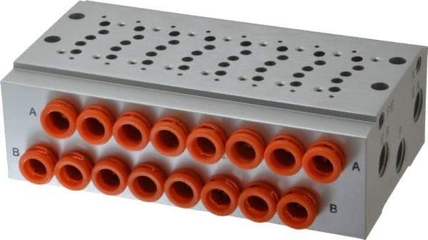 SMC PNEUMATICS - 0.3 CV Flow Rate, 8 Station Pilot Operated Solenoid Valve - 1/4" Push to Connect Inlet, Bar Manifold Base Mounted - Caliber Tooling