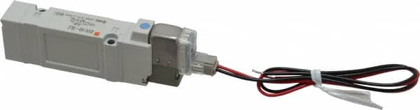 SMC PNEUMATICS - 0.7 CV Flow Rate, Single Solenoid Pilot Operated Valve - 5 Port, 2 Position, Spring Return, 1/4" Push to Connect Inlet, 24 V - Caliber Tooling