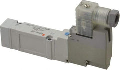 SMC PNEUMATICS - 0.7 CV Flow Rate, Single Solenoid Pilot Operated Valve - 5 Port, 2 Position, Spring Return, 1/4" Push to Connect Inlet, 24 V - Caliber Tooling