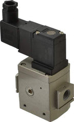 SMC PNEUMATICS - 1/4" Female NPT x 1/8" Gage Port Soft Start-Up Valve - 24V, DC Input, DIN Electrical Entry & 30 to 150 psi - Caliber Tooling