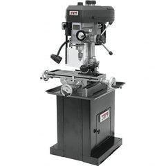 Jet - 1 Phase, 14-1/2" Swing, Step Pulley Mill Drill Machine - 23" Table Length x 7-1/2" Table Width, 14" Longitudinal Travel, 5-1/2" Cross Travel, 12 Spindle Speeds, 1 hp, 115/230 Volts - Caliber Tooling