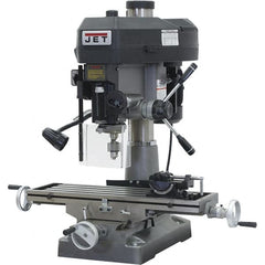 Jet - 1 Phase, 15-7/8" Swing, Step Pulley Mill Drill Machine - 31-3/4" Table Length x 9-1/2" Table Width, 20-1/2" Longitudinal Travel, 7" Cross Travel, 12 Spindle Speeds, 2 hp, 230 Volts - Caliber Tooling