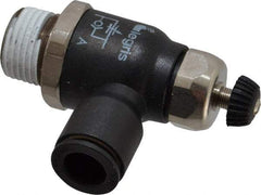 Legris - 3/8" Tube OD x 3/8 Male NPT Compact Meter Out Flow Control Valve - 14.5 to 145 psi, Nylon - Caliber Tooling