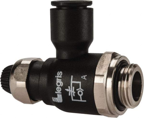 Legris - 10mm Tube OD x 3/8 Male BSPP Compact Meter Out Flow Control Valve - 14.5 to 145 psi, Nylon - Caliber Tooling