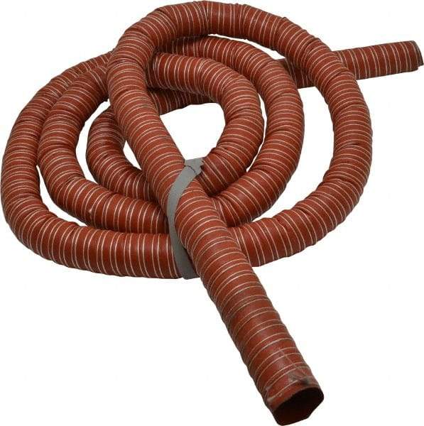 Hi-Tech Duravent - 1-1/2" ID, 16 Hg Vac Rating, 34 psi, Fiberglass Vacuum & Duct Hose - 12' Long, Brick Red, 1-1/2" Bend Radius, -75 to 500°F (Intermittent to 600) - Caliber Tooling