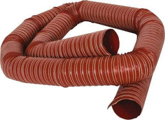 Hi-Tech Duravent - 3" ID, 12 Hg Vac Rating, 30 psi, Fiberglass Vacuum & Duct Hose - 12' Long, Brick Red, 3" Bend Radius, -75 to 500°F (Intermittent to 600) - Caliber Tooling