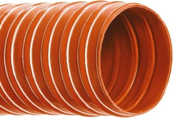 Hi-Tech Duravent - 10" ID, 2 Hg Vac Rating, 5 psi, Fiberglass Vacuum & Duct Hose - 12' Long, Brick Red, 10" Bend Radius, -75 to 500°F (Intermittent to 600) - Caliber Tooling