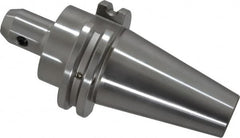 Accupro - CAT40 Taper Shank 1/4" Hole End Mill Holder/Adapter - 20mm Nose Diam, 2-1/2" Projection, 5/8-11 Drawbar, Through-Spindle & DIN Flange Coolant - Exact Industrial Supply