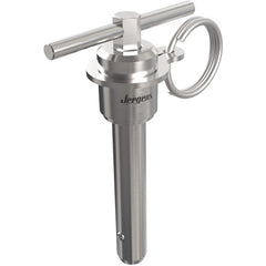 10 mm Pin Diameter, 25 mm Grip Length, Double Acting T-Handle Kwik-Lok Pin, Stainless Steel