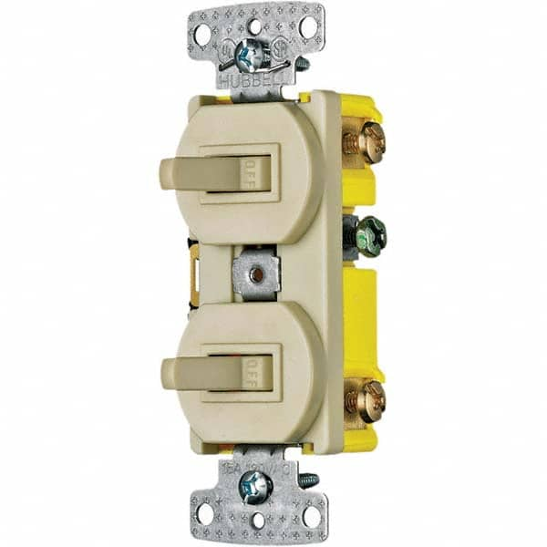 Hubbell Wiring Device-Kellems - Combination Wall Switch & Receptacles Combination Switch/Receptacle Type: Toggle Switch Color: Ivory - Caliber Tooling