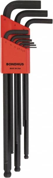 Bondhus - 9 Piece, L-Key Ball End Hex Key Set - 1.5 to 10mm Range, Protanium High Torque Steel - Caliber Tooling