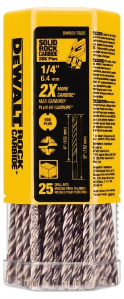 DeWALT - 3/16" Diam, SDS-Plus Shank, Carbide-Tipped Rotary & Hammer Drill Bit - Caliber Tooling