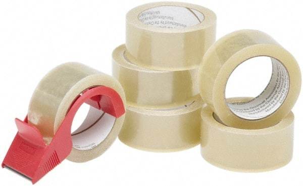 Ability One - 2" x 55 Yd Clear Hot Melt Adhesive Sealing Tape - Polypropylene Film Backing, 3.1 mil Thick - Caliber Tooling