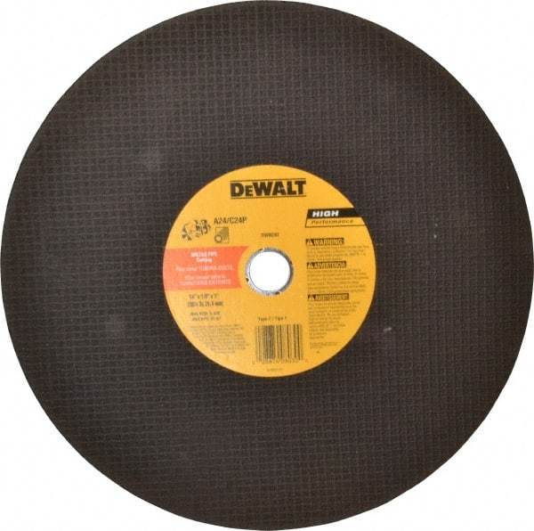 DeWALT - 14" Aluminum Oxide/Silicon Carbide Blend Cutoff Wheel - 1/8" Thick, 1" Arbor, 5,500 Max RPM, Use with Circular Saws - Caliber Tooling