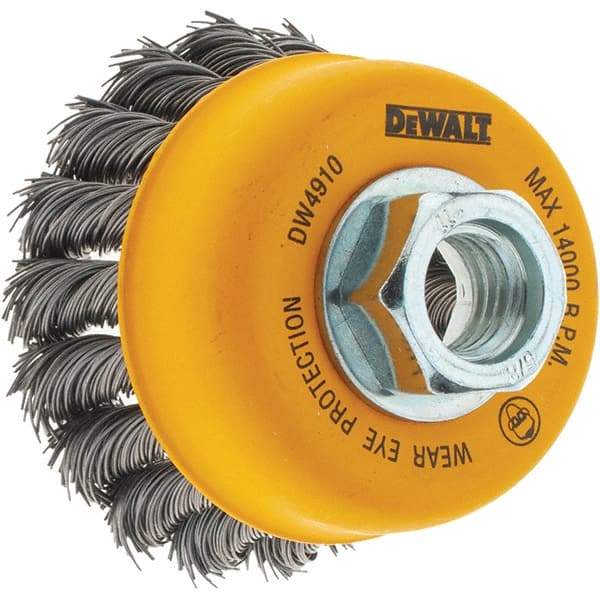 DeWALT - 5/8-11 Threaded Arbor, Cup Brush - 0.02 Wire Diam - Caliber Tooling