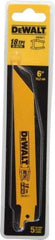 DeWALT - 6" Long x 3/4" Thick, Bi-Metal Reciprocating Saw Blade - Straight Profile, 18 TPI, Toothed Edge, Universal Shank - Caliber Tooling