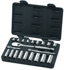 21 Piece - 3/8" Drive - 6 & 12 Point - Socket & Ratchet Set SAE - Caliber Tooling