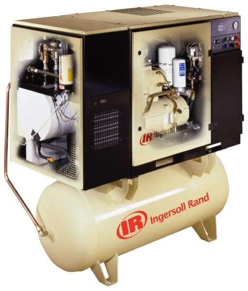 Ingersoll-Rand - 15 hp, 120 Gal Stationary Electric Rotary Screw Air Compressor - Three Phase, 150 Max psi, 50 CFM, 200 Volt - Caliber Tooling