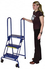 Ballymore - 52" 3 Step Ladder - Portable Folding Safety Ladder, 350 Lb Capacity, 30" Platform Height, 24" Base Width x 23" Base Depth, Perforated Tread - Caliber Tooling