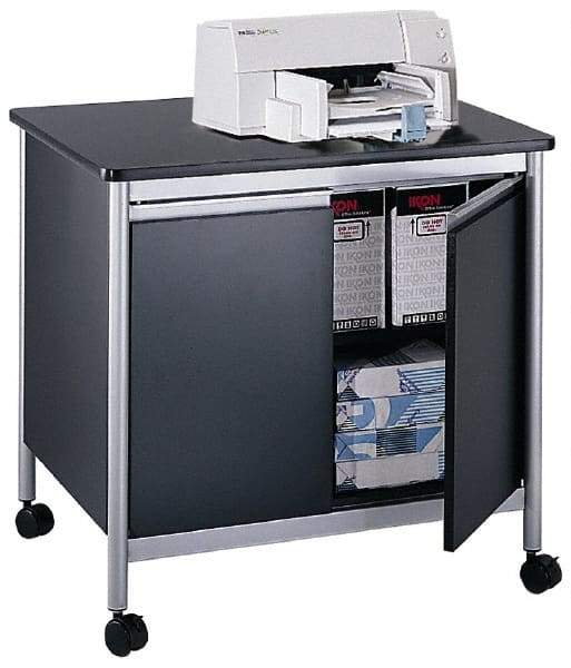 Safco - 200 Lb Capacity, 1 Shelf, 2 Door Mobile Machine Stand - 32" Wide x 24-1/2" Deep x 30-1/8" High, Steel, Black - Caliber Tooling