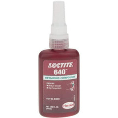 Loctite - 50 mL Bottle, Green, High Strength Liquid Retaining Compound - Series 640, 24 hr Full Cure Time - Caliber Tooling