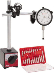 Starrett - 0.001" Graduation, 1" Max Meas, 0-100 Dial Reading, Dial Indicator & Base Kit - 0.001" Resolution, 63mm Base Length x 50mm Base Width x 55mm Base Height - Caliber Tooling