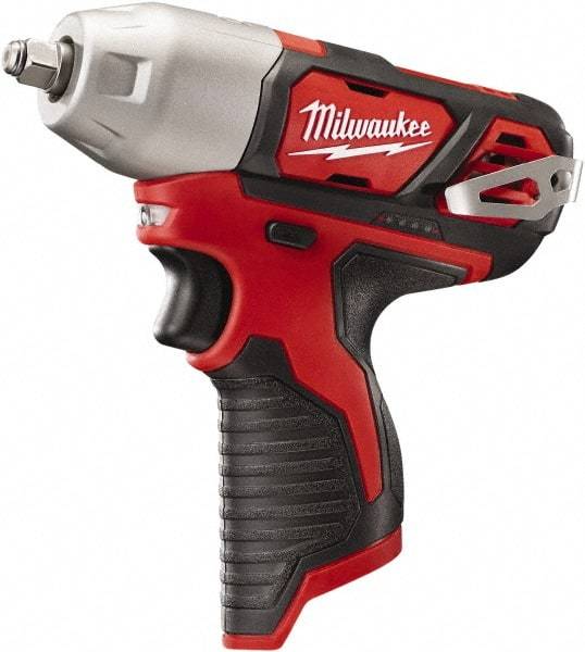 Milwaukee Tool - 3/8" Drive 12 Volt Pistol Grip Cordless Impact Wrench & Ratchet - 0 to 2,500 RPM, 0 to 3,300 BPM, 100 Ft/Lb Torque, Lithium-Ion Batteries Not Included - Caliber Tooling