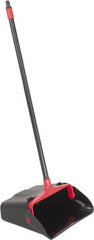 PRO-SOURCE - 13" Wide x 5" Deep x 38" High Upright Dustpan - Plastic Body, 33" Handle, Black, with Wheels - Caliber Tooling