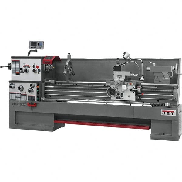 Jet - 22" Swing, 80" Between Centers, 230 Volt, Triple Phase Engine Lathe - 7MT Taper, 10 hp, 25 to 1,800 RPM, 3-1/8" Bore Diam, 40" Deep x 49" High x 136" Long - Caliber Tooling