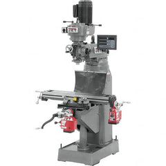 Jet - 7-7/8" Table Width x 35-3/4" Table Length, Step Pulley Control, 3 Phase Knee Milling Machine - R8 Spindle Taper, 1-1/2 hp - Caliber Tooling