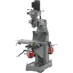 Jet - 7-7/8" Table Width x 35-3/4" Table Length, Step Pulley Control, 1 Phase Knee Milling Machine - R8 Spindle Taper, 1-1/2 hp - Caliber Tooling