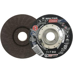 WALTER Surface Technologies - 60 Grit, 4-1/2" Wheel Diam, 5/64" Wheel Thickness, 7/8" Arbor Hole, Type 27 Depressed Center Wheel - 13,300 Max RPM - Caliber Tooling