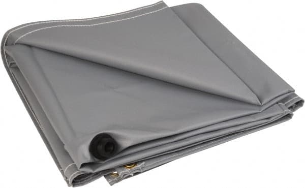 PRO-SAFE - Tarp-Shaped Heavy Duty Flame Retardant Roof Leak Diverter - 10' Long x 10' Wide x 18 mil Thick, Gray - Caliber Tooling