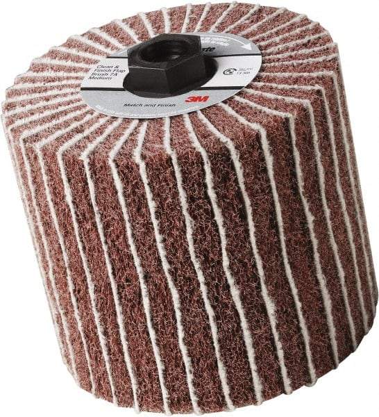 3M - 4-1/2" Diam 150 Grit Aluminum Oxide Unmounted Flap Wheel - 5/8-11 Threaded Hole, 4" Wide, Nonwoven & Coated, Grade Fine, 3,500 Max RPM - Caliber Tooling