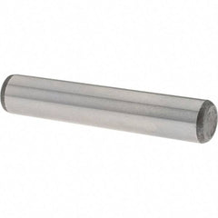 Value Collection - 3/8" Diam x 2" Pin Length Grade 8 Alloy Steel Standard Dowel Pin - C 50-58 Hardness, 28,700 Lb Breaking Strength, 1 Beveled & 1 Rounded End - Caliber Tooling