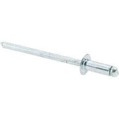 Value Collection - Size 43 Dome Head Steel Open End Blind Rivet - Steel Mandrel, 0.126" to 0.187" Grip, 1/4" Head Diam, 0.129" to 0.133" Hole Diam, 0.337" Length Under Head, 1/8" Body Diam - Caliber Tooling