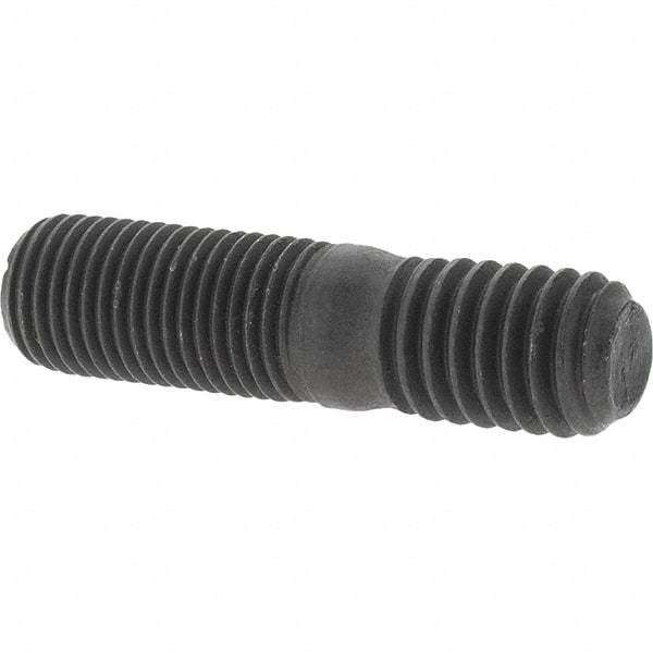 Value Collection - 3/8-24 Long Thread, 3/8-16 Short Thread, 1-1/2" OAL Unequal Double Threaded Stud - Steel, Uncoated, 3/4" Long Thread Length, 1/2" Short Thread Length - Caliber Tooling