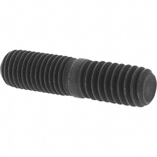 Value Collection - 5/16-24 Long Thread, 5/16-18 Short Thread, 1-1/4" OAL Unequal Double Threaded Stud - Steel, Uncoated, 5/8" Long Thread Length, 1/2" Short Thread Length - Caliber Tooling